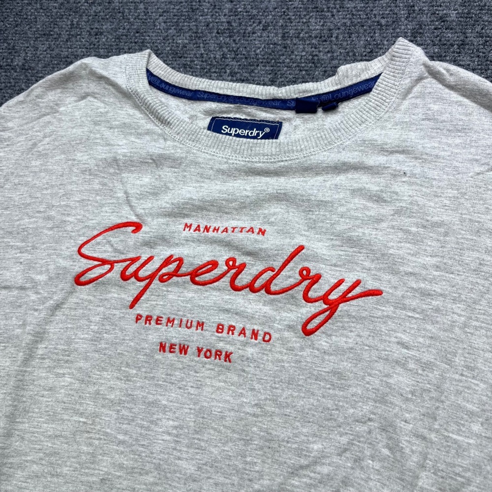 Superdry Premium Loungewear Fleece Pullover Gray Crewneck Sweatshirt W3100014A